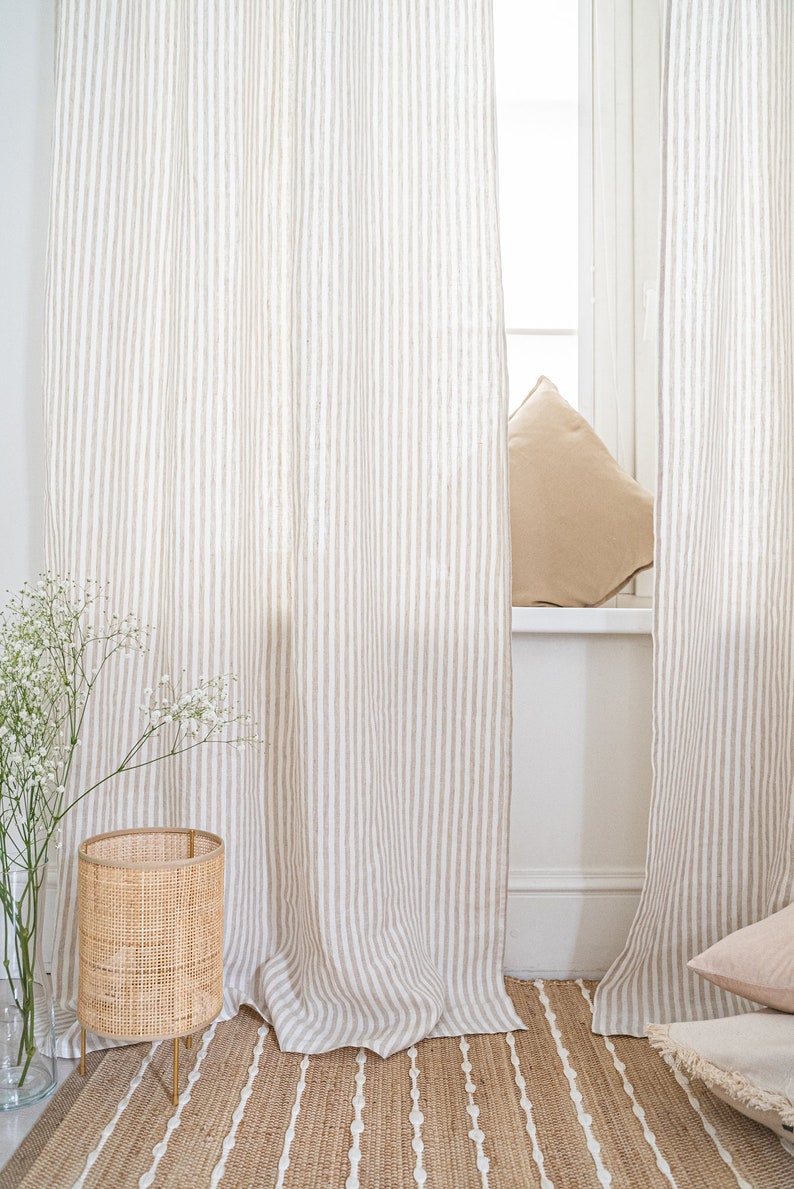 Linen Curtain Panel With Rod Pocket and Header Window Curtain Etsy