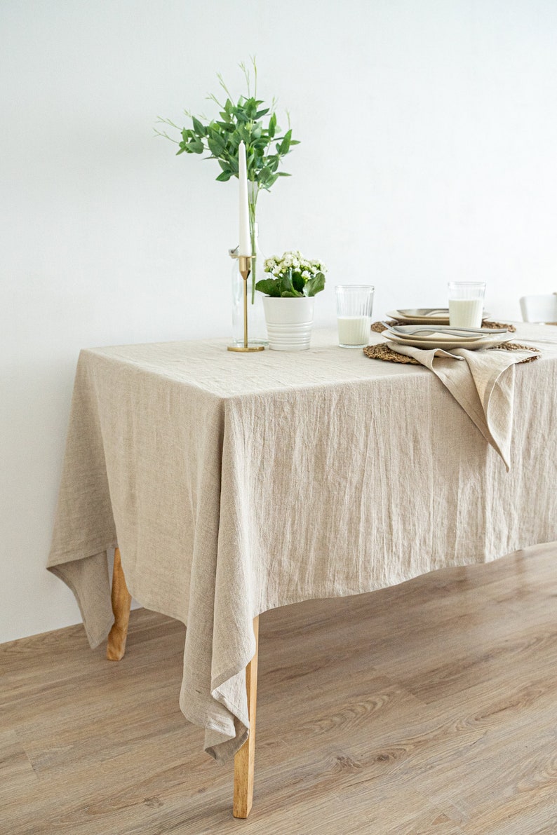 Large Natural Linen Tablecloth. Rectangular Square Oval Etsy