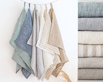 Tea Towel Set - 5 Linen Kitchen Towels, Linen Dishcloths - Hand Towels for Drying Hands and Dishes, Ideal Housewarming Gift