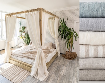 Himmelbett Vorhang Bindetop | Leinen Baldachin drapieren | Leinen Bettvorhang | Baldachin Vorhang | Semi Sheer Vorhang - 1 Leinen Panel