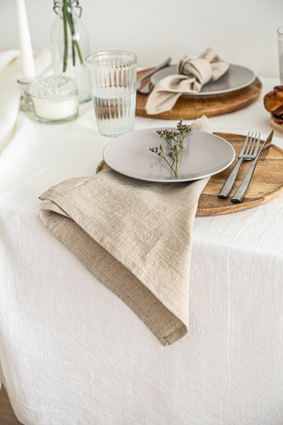 Natural Linen Napkin Set of 2. Handmade Stone Washed Linen -   Natural linen  tablecloth, Dinner table decor, Linen table settings