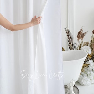 Shower linen curtain with liner, waterproof shower stall panel, custom bathtub curtain, douche curtain, extra long shower curtain