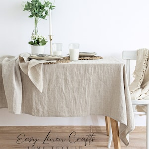 Washed Large Linen Tablecloth - Custom Size Soft Table Cover for Elegant Table Decor - Linen Table Cloth
