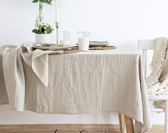 Washed Large Linen Tablecloth - Custom Size Soft Table Cover for Elegant Table Decor - Linen Table Cloth
