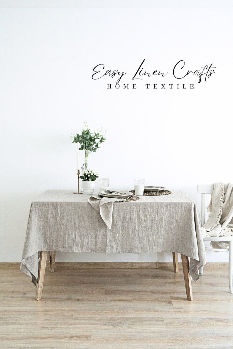 Large natural linen tablecloth. Rectangular, square, oval, round or custom linen table cloth. Wedding, thanksgiving, Christmas table cloth image 1