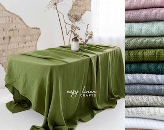 Linen Tablecloth in 28+ Colors, Pure Flax Linen, Deep Drape, Custom Length Table Cover