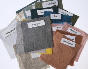Linen fabric samples set for linen curtains, linen shower curtains, blackout curtains, linen slipcovers, linen tablecloths, linen bedding