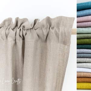 Linen Curtain Panel, Semi Sheer Curtain with Decorative Rod Pocket, Extra Long Curtain, Custom Curtain, Linen Drape, Cafe Curtain - 1 Panel