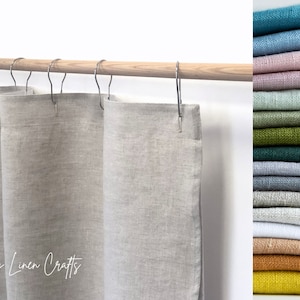Shower Curtain, Linen Shower Drape With Buttonholes, Douche Curtain With Waterproof Lining, Custom Shower Curtain