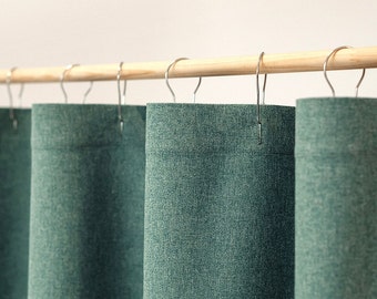 Panneau de rideau de douche vert avec boutonnières, rideau de douche imperméable, rideau de douche en tissu résistant à l'eau, rideau personnalisé