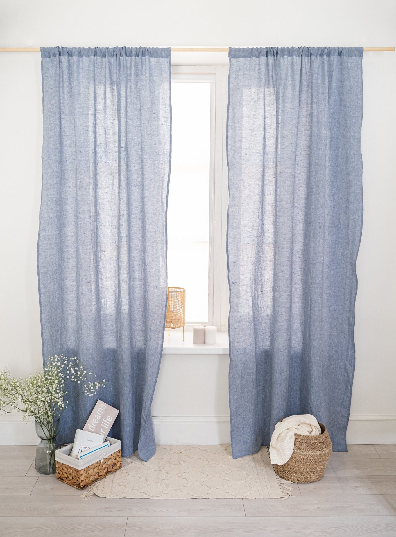 Extra Wide Rod Pocket Linen Curtain Panel. Natural Fabric Semi Etsy