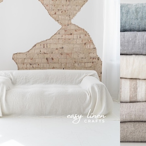 Linen sofa cover, loose couch slipcover, custom sofa slipcover, loveseat slip cover, sofa seat cover