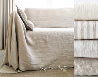 Linen couch cover, linen sofa cover, custom sofa slipcover, loose couch slipcover, loveseat slip cover, natural linen sofa seat cover