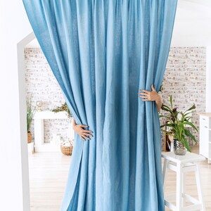 Rod Pocket Curtain Panels, Set of 2 Linen Curtains, Semi Sheer Drapes for Bedroom, Extra Long Drapes, Custom Window Curtains, Linen Drapes image 6