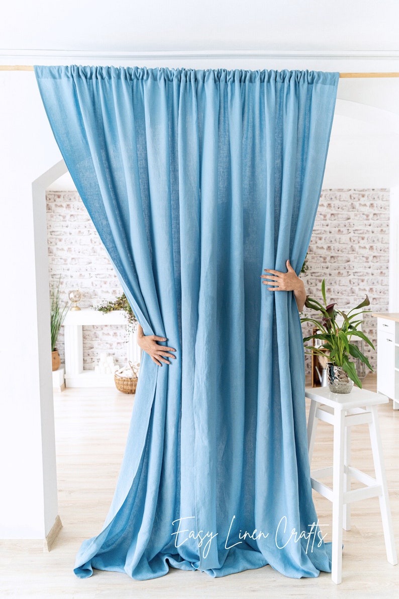 Rod Pocket Curtain Panels, Set of 2 Linen Curtains, Semi Sheer Drapes for Bedroom, Extra Long Drapes, Custom Window Curtains, Linen Drapes image 6