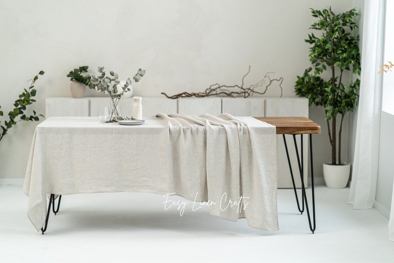 Linen tablecloth in various colors, large linen table cloth, natural tablecloth, custom tablecloth, stonewashed tablecloth, long tablecloth image 5