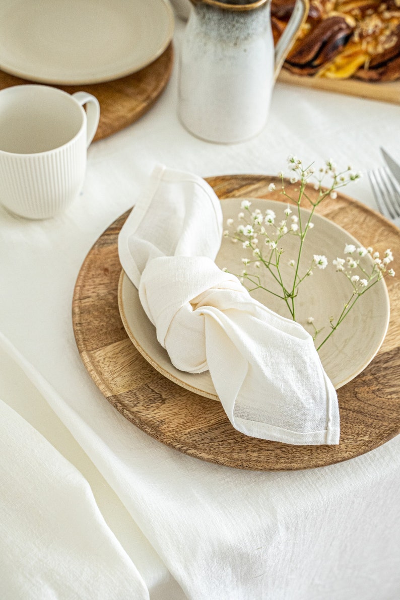 Linen Napkins Set Set of Natural Linen Fabric Napkins Etsy