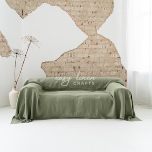 Linen sofa cover, seamless linen couch cover, loose cover, loveseat cover, linen slip cover, custom slipcover