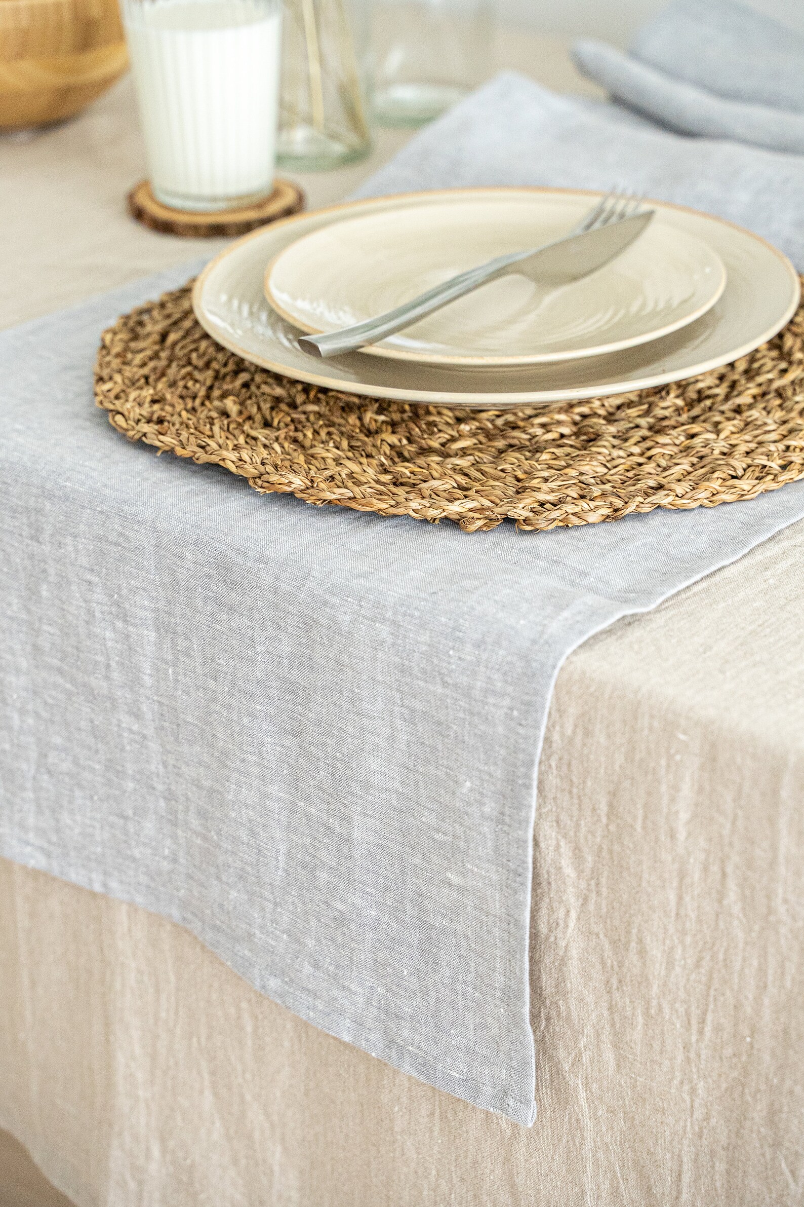 Linen Table Runner. Long Gray Washed Fabric Lunch Dinner Etsy