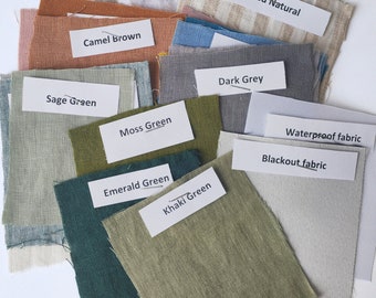 Ensemble d'échantillons de tissu en lin de toutes les couleurs (livraison rapide) pour rideaux en lin, rideaux de douche, housses de canapé en lin, nappes en lin, literie en lin