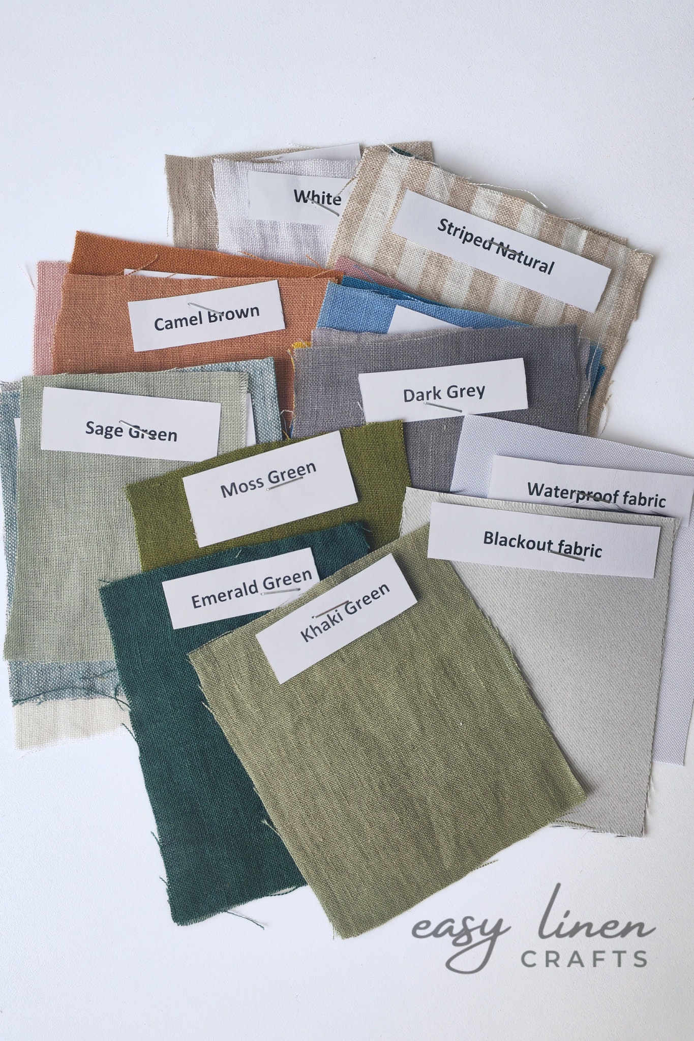 All colors linen fabric samples set (fast delivery) for linen curtains, shower curtains, linen sofa covers, linen tablecloths, linen bedding