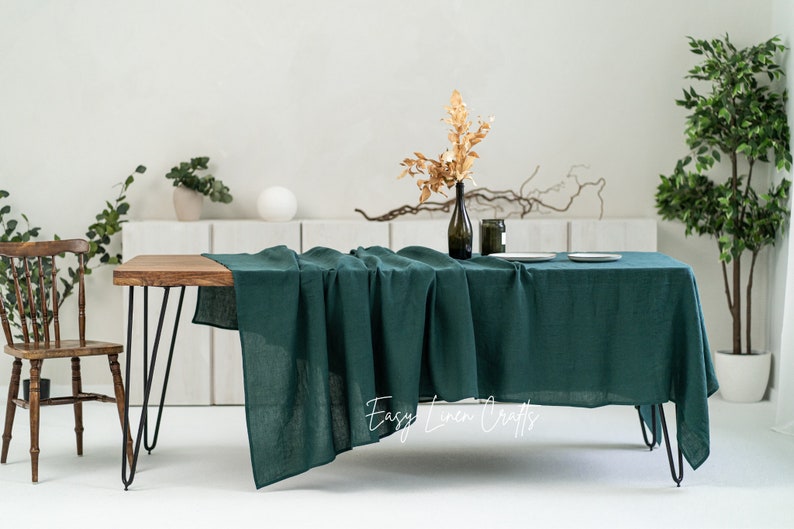 Linen tablecloth in various colors, large linen table cloth, natural tablecloth, custom tablecloth, stonewashed tablecloth, long tablecloth image 4