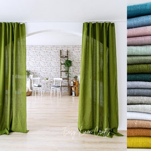 Linen curtains set of 2 panels, semi sheer linen curtains, extra long drapes, wide curtains, custom curtains, living room window treatments