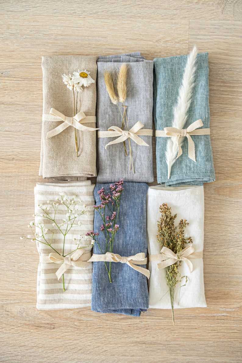 Linen napkins set in various colors, set of natural linen napkin cloth, stonewashed linen napkins, table napkin cloth, kitchen table decor image 9