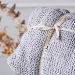Waffle Weave Blanket - Linen Cotton Large Throw, Chic 83&quot;x91&quot; Sofa Blanket, Perfect Wedding & Anniversary Gift