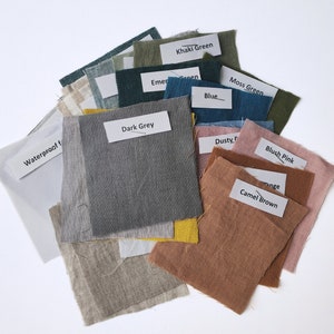 All colors linen fabric samples fast delivery, set of linen swatches for canopy bed curtains, bedding, slipcovers, tablecloths, napkins image 5