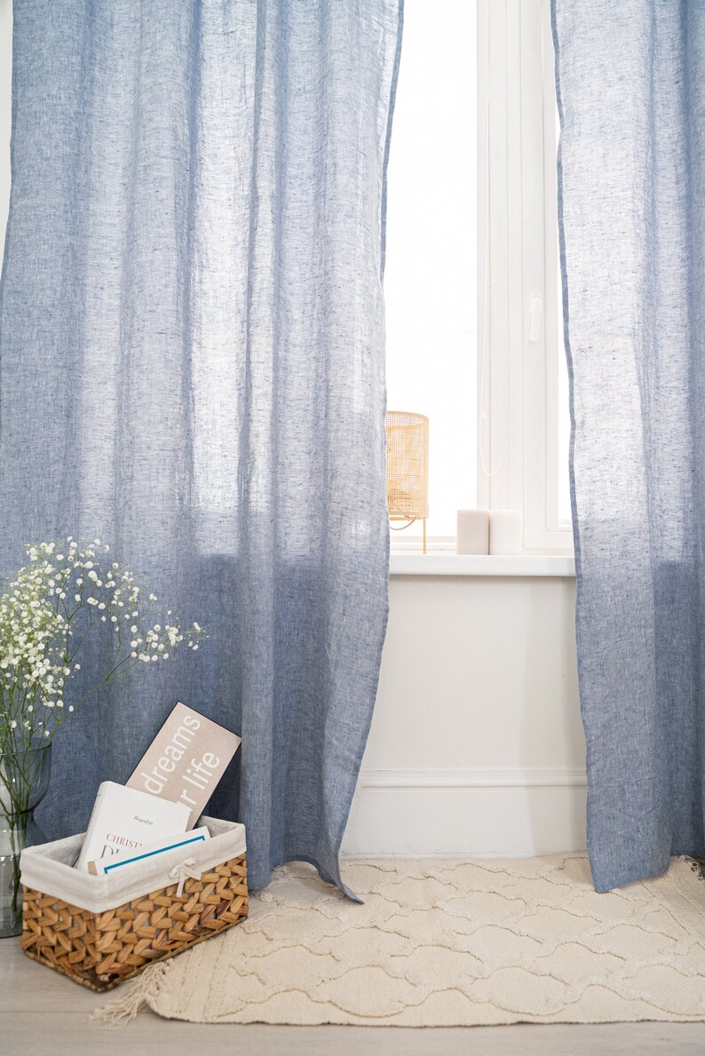 Linen Curtain Panel With Rod Pocket and Header Window Curtain Etsy