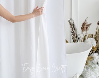 White shower curtain with liner, wide waterproof shower curtain, bathtub curtain, douche curtain, custom shower curtain, long shower drape