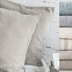 Linen Pillowcases Set of 2 - Bed Pillow Sham Covers - Envelope Closure Pillow Covers - Bed Sham Cases - Standard, Queen, King, Custom Covers