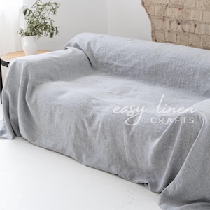 Linen sofa cover, loose couch slipcover, custom sofa slipcover, loveseat slip cover, sofa seat cover