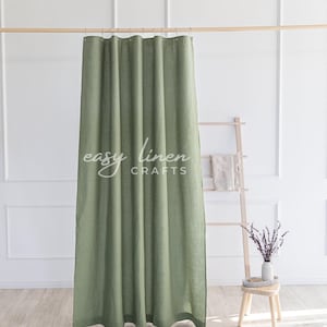 Waterproof linen shower curtain, extra long shower curtain with buttonholes top, bath curtain with liner, bathroom curtain, custom curtain