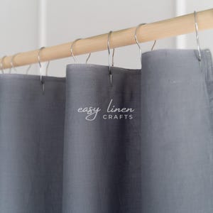 Linen shower curtain with liner, extra long shower curtain with buttonholes top, wide bath curtain, custom curtain, bathroom curtain