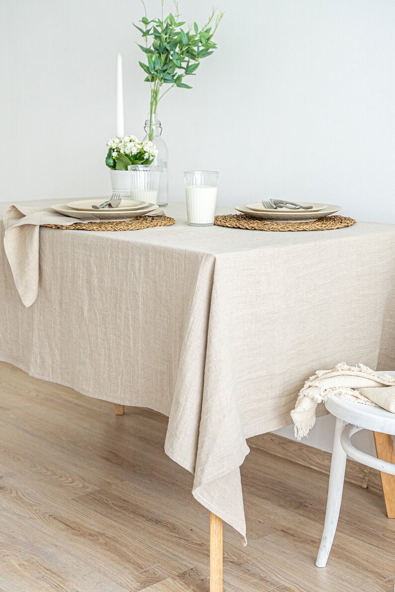 Large Natural Linen Tablecloth. Rectangular Square Oval Etsy
