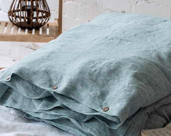 Stonewashed Linen Duvet Cover - Custom Sizes Available - Queen, King, Double Bedding - 1 Duvet Cover