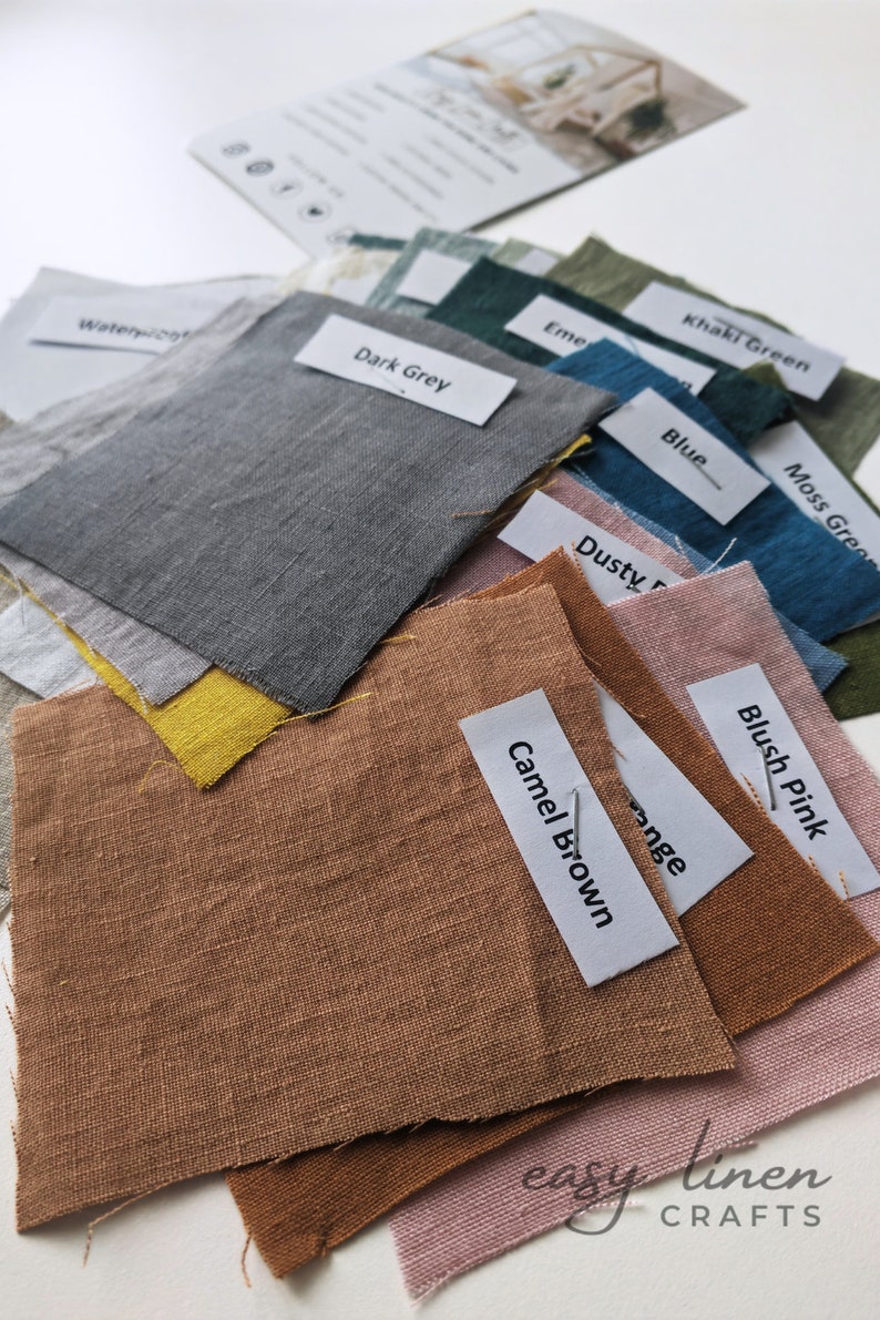 All colors linen fabric samples fast delivery, set of linen swatches for canopy bed curtains, bedding, slipcovers, tablecloths, napkins image 3
