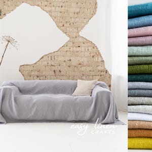 Linen couch cover, linen sofa cover, loose fit loveseat cover, seamless linen throw, custom slipcover, natural linen armchair cover