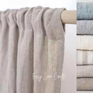 Semi Sheer Linen Rod Pocket Curtain for Living Room or Bedroom - Custom size Linen Drape - Stonewashed Natural Linen Window Panel - 1 Panel