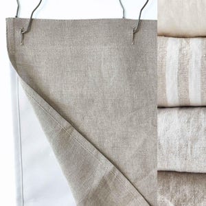 Waterproof linen shower curtain, wide shower drape with waterproof liner, linen douche curtain with buttonholes, custom bathtub curtain