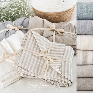 Washed Linen Flat Sheet - Natural Linen Bed Sheet - Stonewashed Linen Bedding - Bed Top Sheet - Unique Anniversary Gift