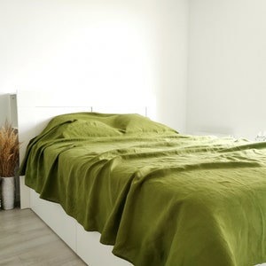 Linen Bedspread Throw Coverlet and Sheet Cover in One Bed Slip Cover Slipcover Top Sheet Linen Bedding image 3