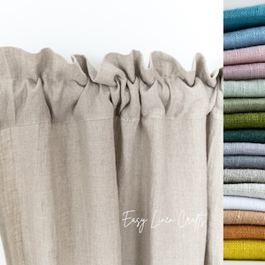 Linen Curtains Set of 2 Panels with Rod Pocket - Semi Sheer Curtains - Extra Long Drapes - Custom Curtains for Living Room or Bedroom
