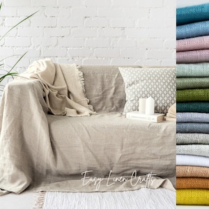 Linen couch cover, sofa cover, natural linen loveseat cover, linen slipcover, custom armchair throw, linen couch slipcover, sofa slip cover