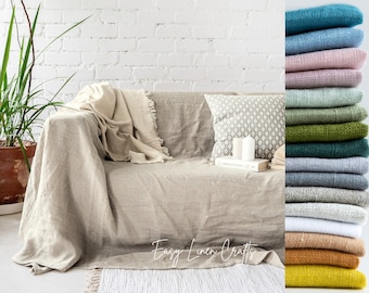 Linen couch cover, sofa cover, natural linen loveseat cover, linen slipcover, custom armchair throw, linen couch slipcover, sofa slip cover