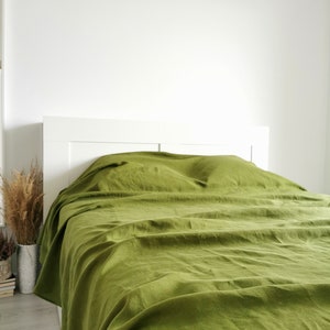 Linen Bedspread Throw Coverlet and Sheet Cover in One Bed Slip Cover Slipcover Top Sheet Linen Bedding image 2