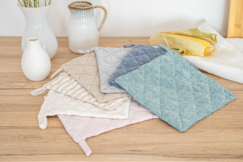 Linen Pot Holder. Linen Kitchen Potholder. Various Color Oven Etsy
