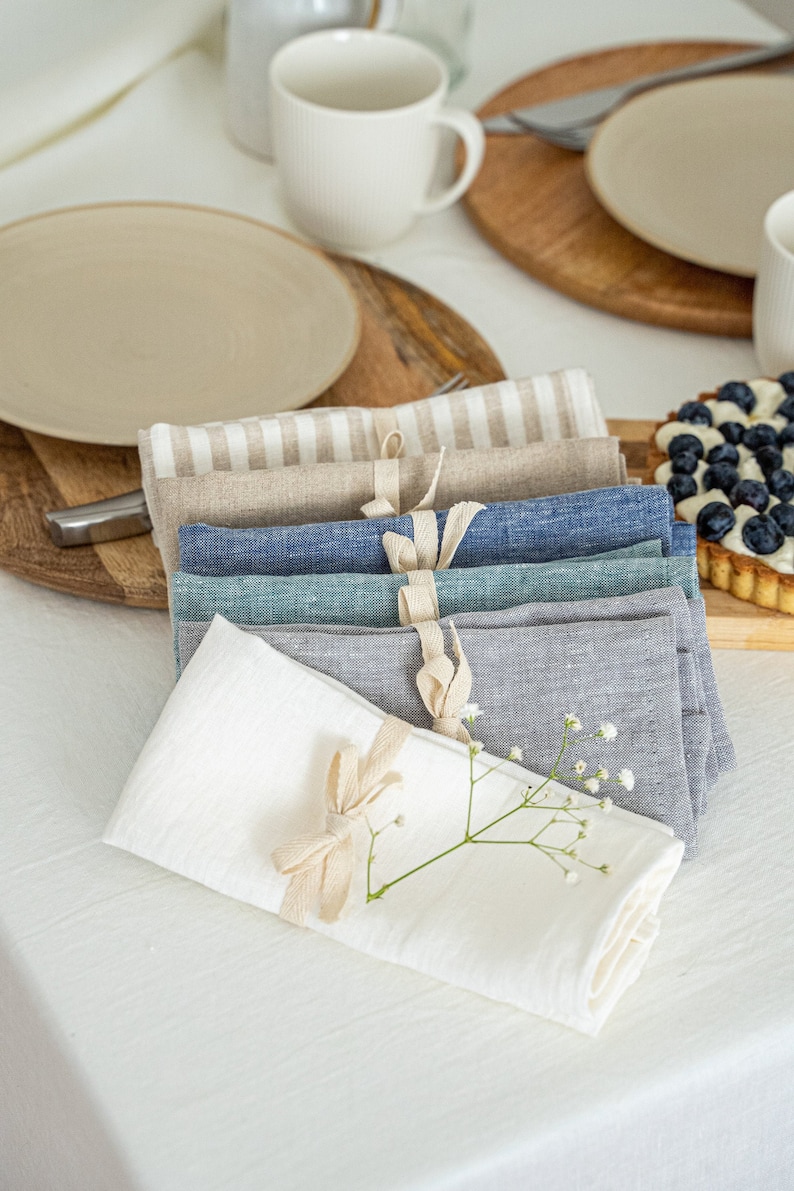 Linen Napkins Set Set of Natural Linen Fabric Napkins Etsy